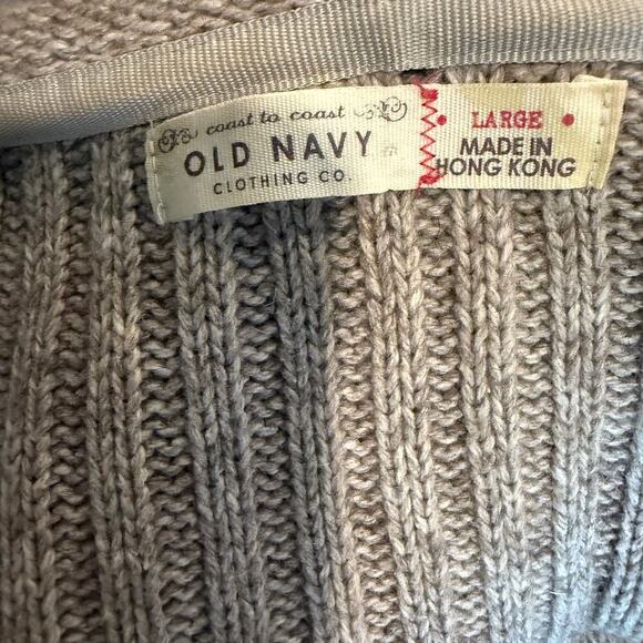 Old Navy Vintage Sweater Dress L Beige Cotton Wool Blend Hooded Pocket Retro Y2K - Picture 7 of 9